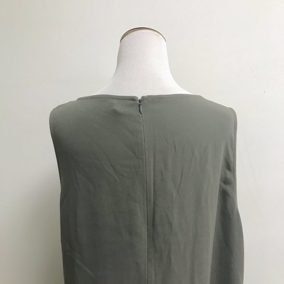 Eileen Fisher gray full length silk maxi dress shift sleeveless scoop neck L - Picture 5 of 7